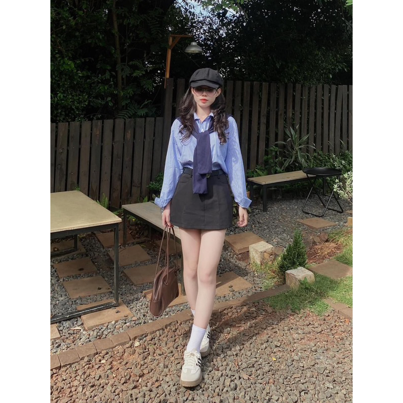 SƠ MI KẺ KẺ SỌC KÈM KHĂN