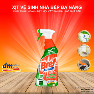 Tẩy dầu mỡ nhà bếp Bref Đức làm sạch vết dầu mỡ trên thiết bị bếp từ hút mùi kính ốp bếp chậu rửa