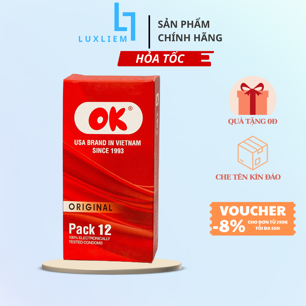 Bao cao su OK siêu mỏng rocmen kéo dài thời gian quan hệ hộp 12 chiếc