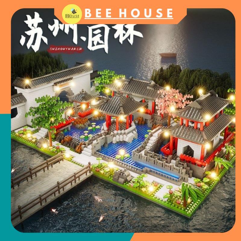 [Tặng đèn] đồ chơi lắp ráp mô hình 3D, đồ chơi xếp hình tư duy, mô hình kiến trúc cung điện trung qu