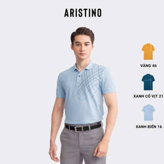 Áo polo nam Aristino phom Slim fit, thiết kế cổ dệt lịch sự, họa tiết kẻ cách điệu trẻ trung hiện đại - APS046S3