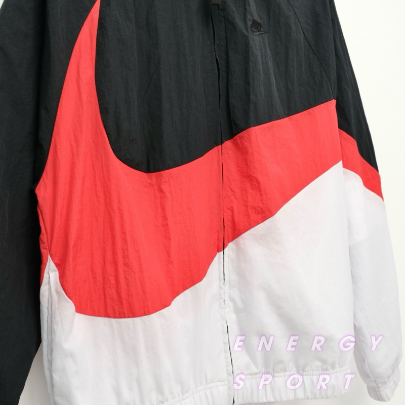 Áo Khoác Gió Unisex Cho Nam Nữ Nike Sportswear Big Swoosh Woven Jacket - Đen/Trắng