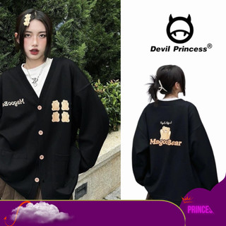Áo khoác cardigan len nữ gấu Magoo DELIZ len cổ V thời trang thu đông DEVIL