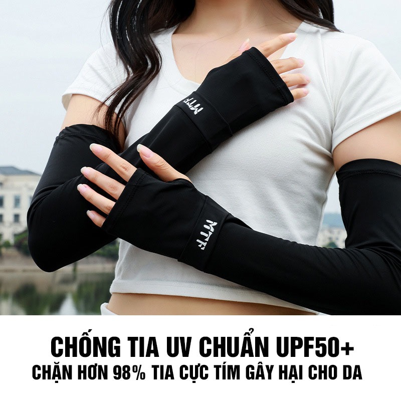 Găng Tay Dài Linh Hoạt Nam Nữ Chống Nắng Phối Chữ