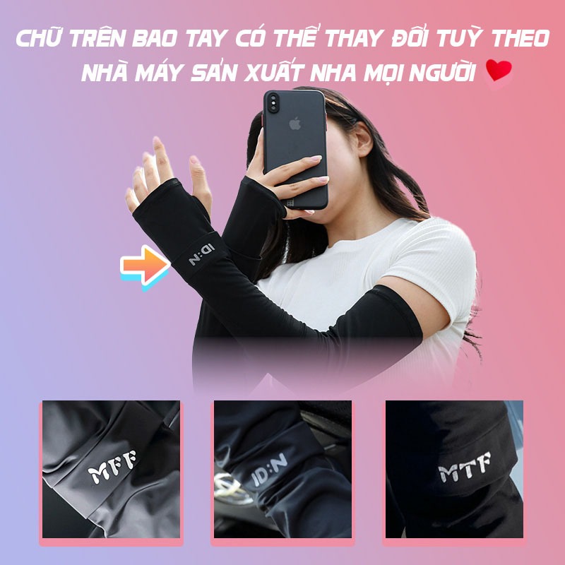 Găng Tay Dài Linh Hoạt Nam Nữ Chống Nắng Phối Chữ