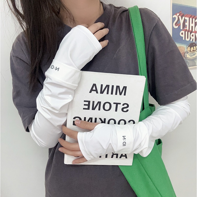 Găng Tay Dài Linh Hoạt Nam Nữ Chống Nắng Phối Chữ