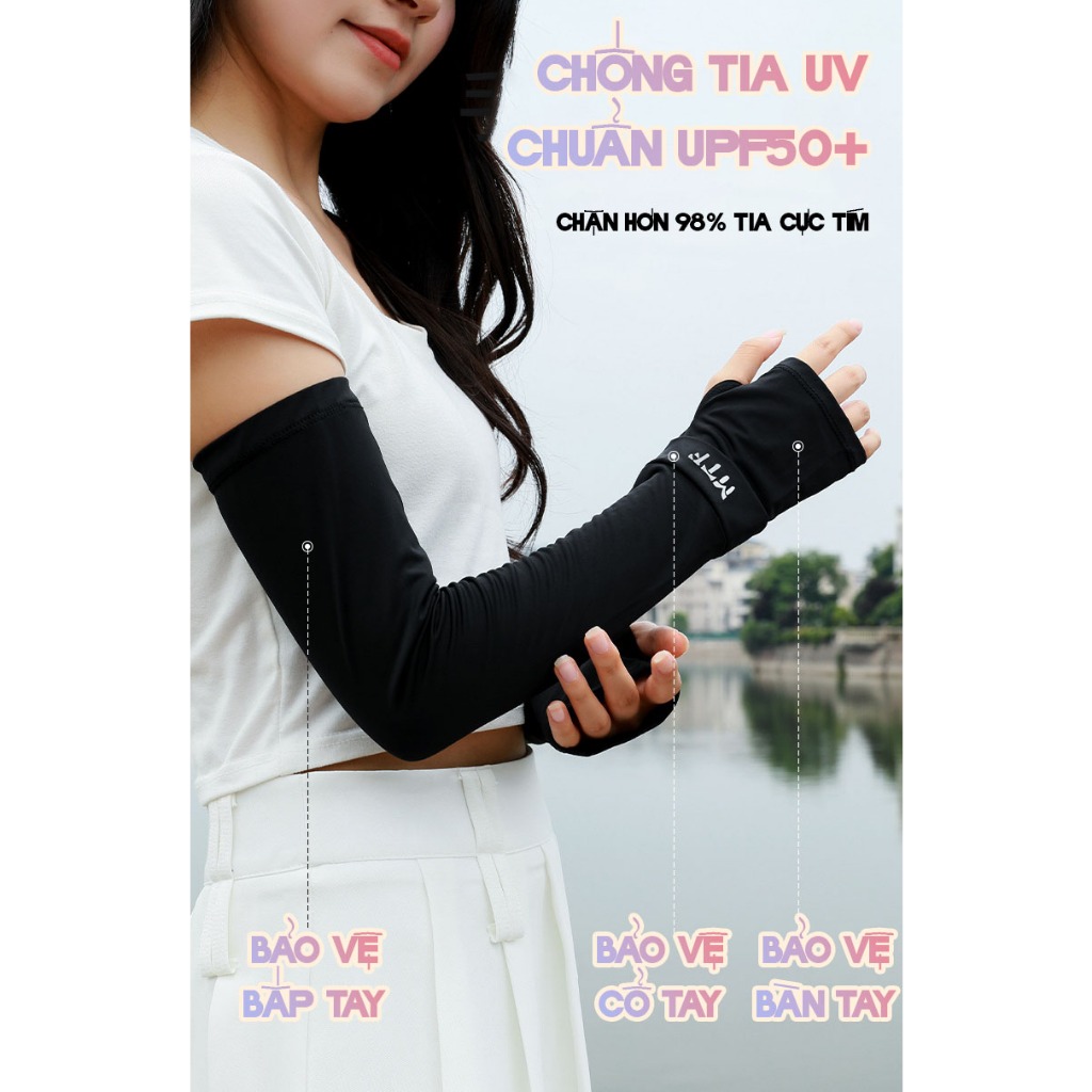 Găng Tay Dài Linh Hoạt Nam Nữ Chống Nắng Phối Chữ