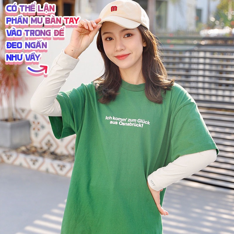 Găng Tay Dài Linh Hoạt Nam Nữ Chống Nắng Phối Chữ