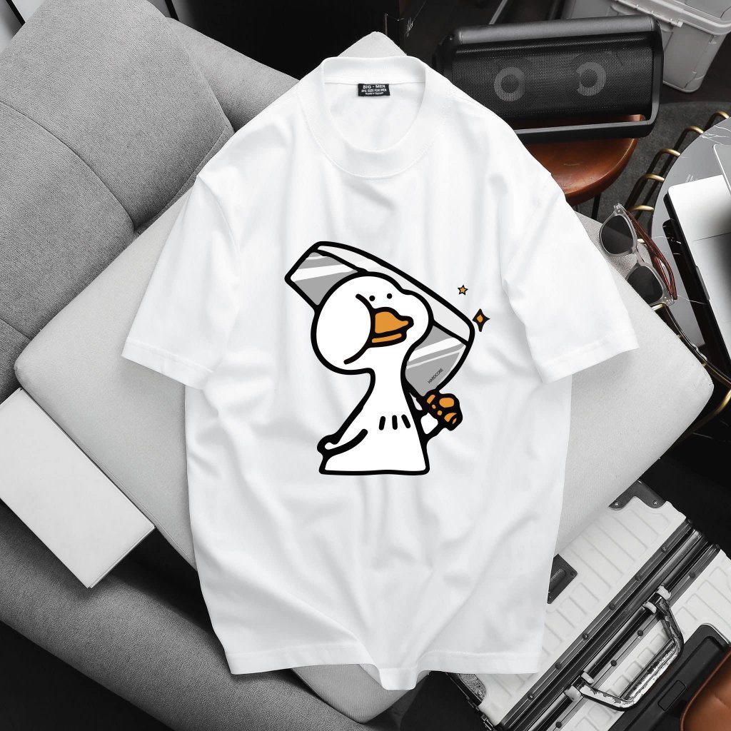 Áo thun cotton bigsize nam in hình ngộ nghĩnh bigsize cỡ đại < 140kg - vịt dao