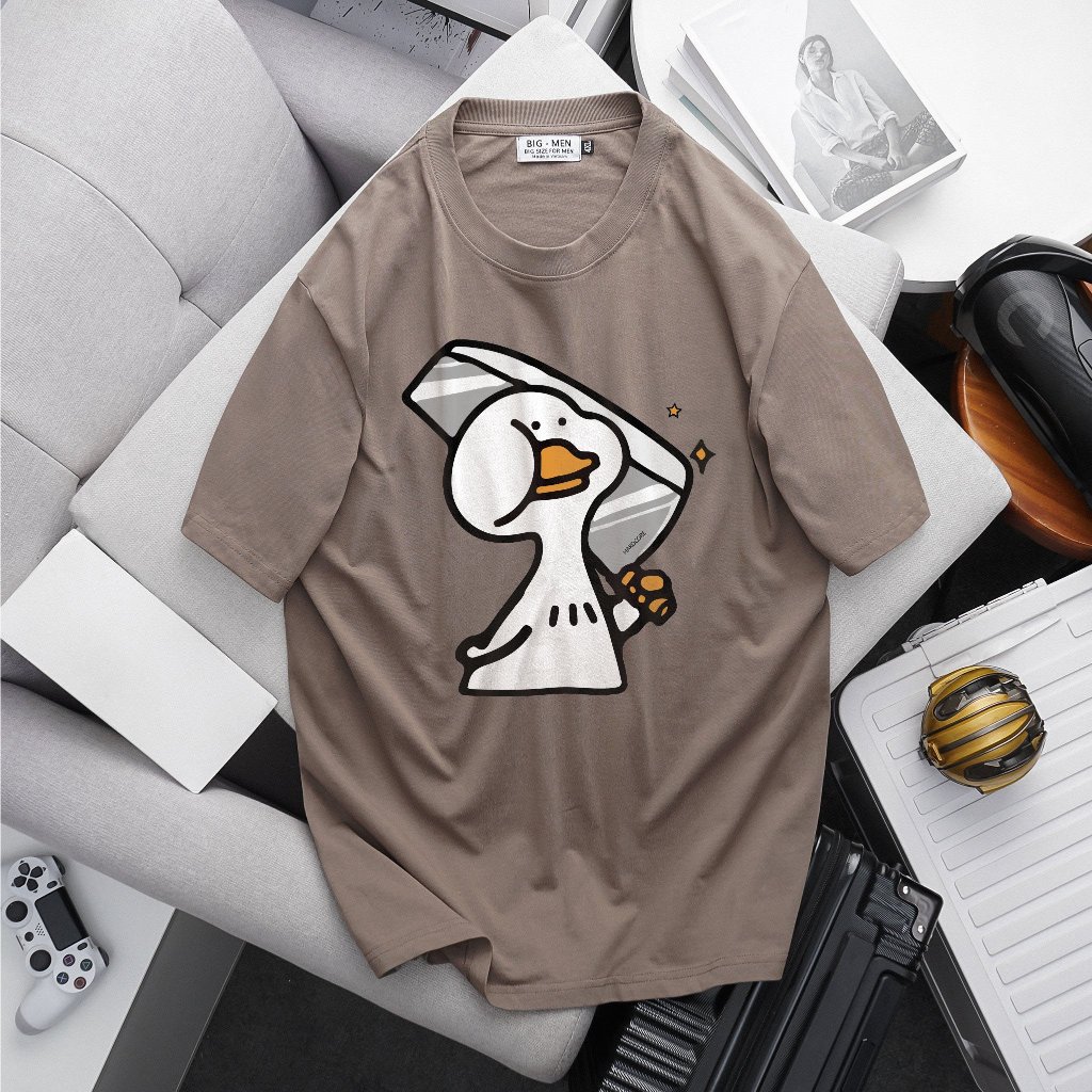 Áo thun cotton bigsize nam in hình ngộ nghĩnh bigsize cỡ đại < 140kg - vịt dao