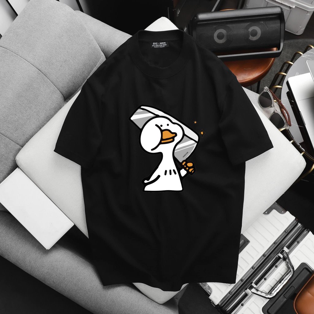 Áo thun cotton bigsize nam in hình ngộ nghĩnh bigsize cỡ đại < 140kg - vịt dao