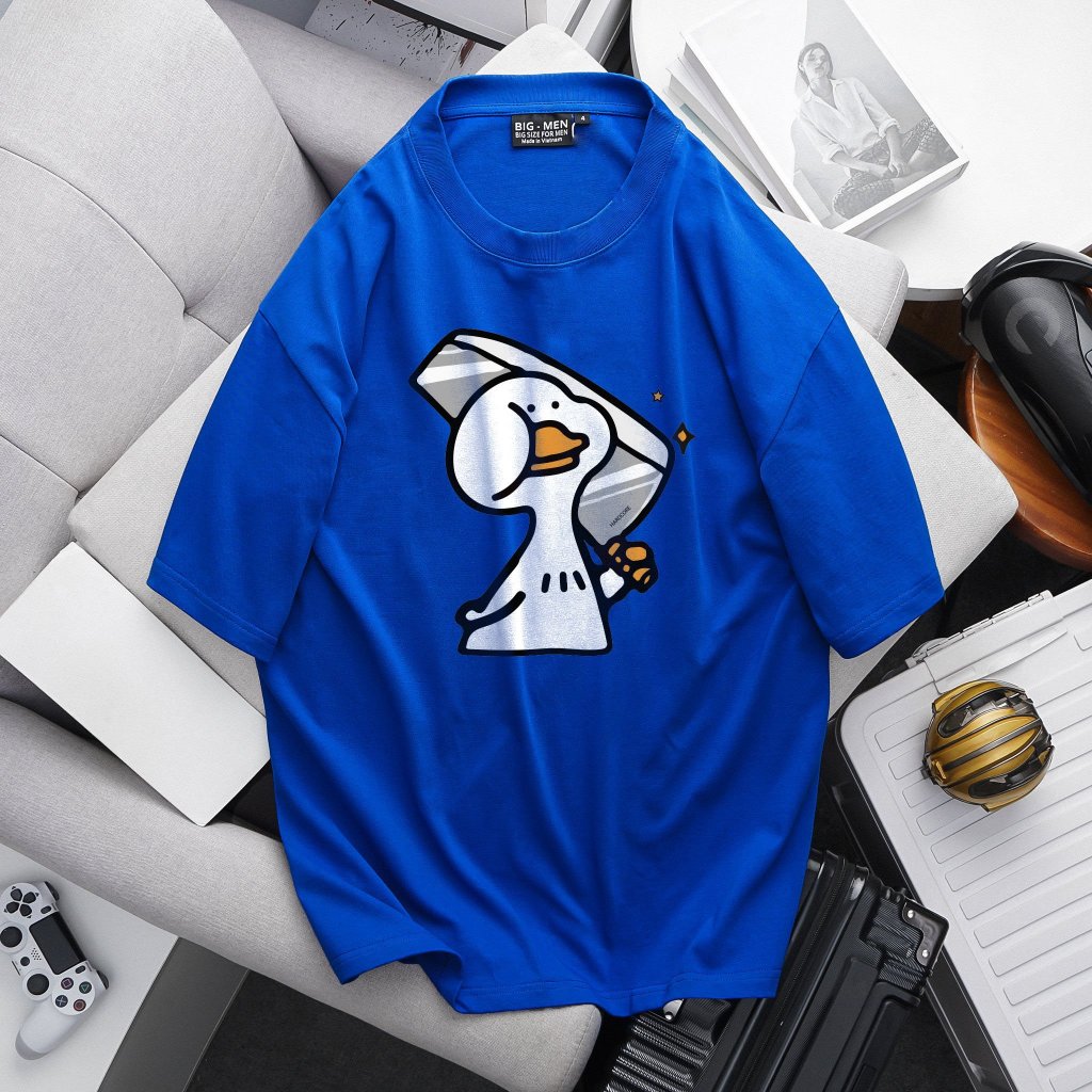 Áo thun cotton bigsize nam in hình ngộ nghĩnh bigsize cỡ đại < 140kg - vịt dao