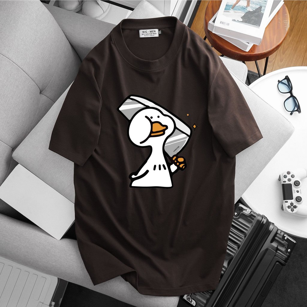 Áo thun cotton bigsize nam in hình ngộ nghĩnh bigsize cỡ đại < 140kg - vịt dao