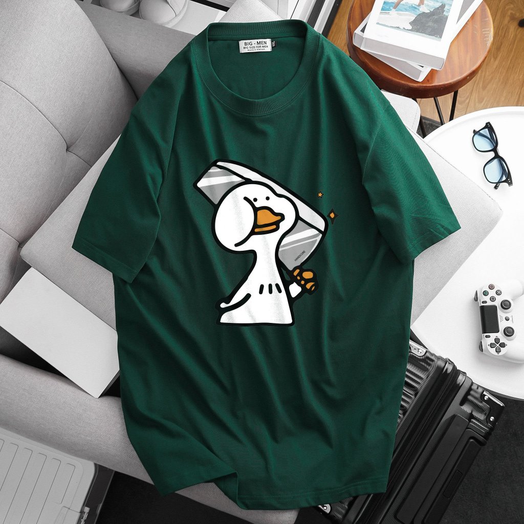 Áo thun cotton bigsize nam in hình ngộ nghĩnh bigsize cỡ đại < 140kg - vịt dao