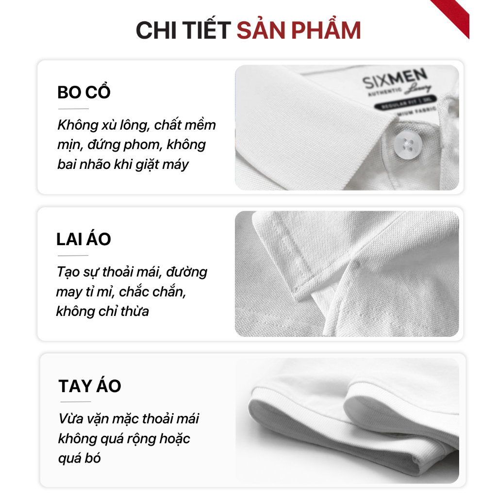 Áo Polo nam trơn Basic cổ bẻ  SIXMEN BASIC vải cá sấu cotton CVC trẻ trung, thanh lịch, sang trọng
