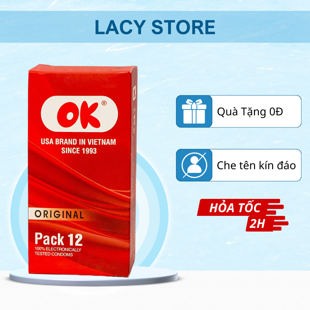 Bao cao su OK rocmen siêu mỏng kéo dài thời gian quan hệ hộp 12 chiếc