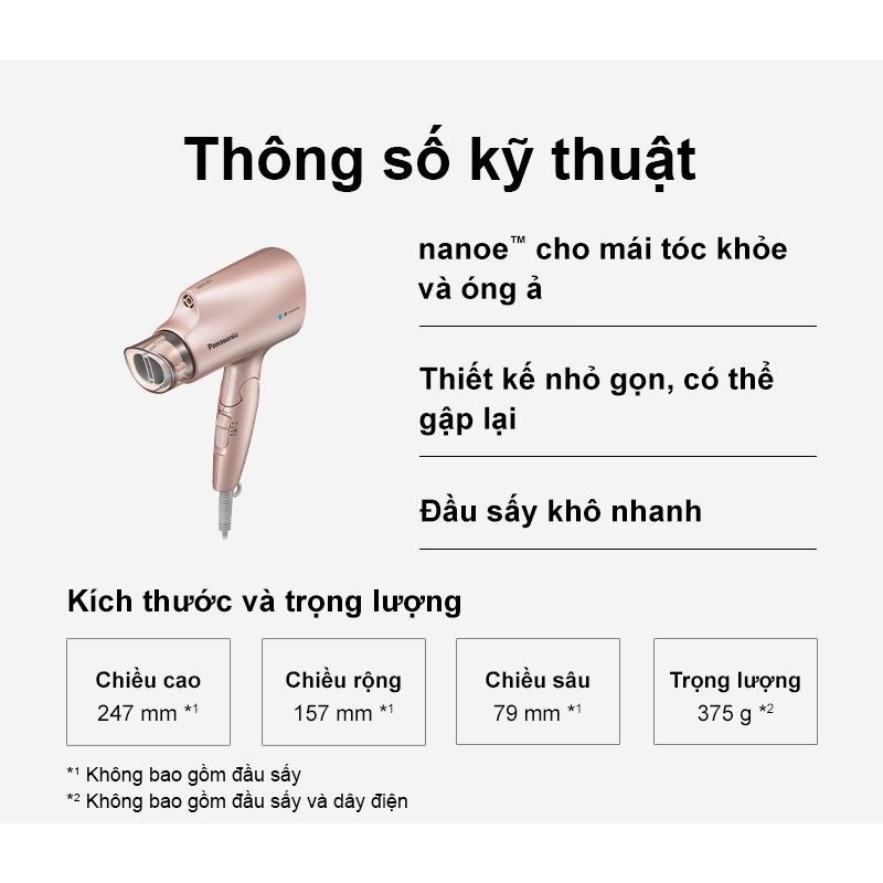 🇻🇳 Máy sấy tóc Panasonic EH-NA27PN645 công xuất 1200w công nghệ nanoe bảo vệ tóc bóng mượt