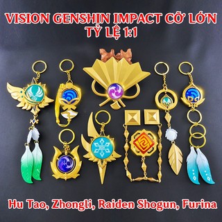  Móc Khóa Kim Loại Vision Nguyên Tố Game Genshin Impact Cosplay Raiden Shogun, Venti, Nahida, Furina, Zhongli