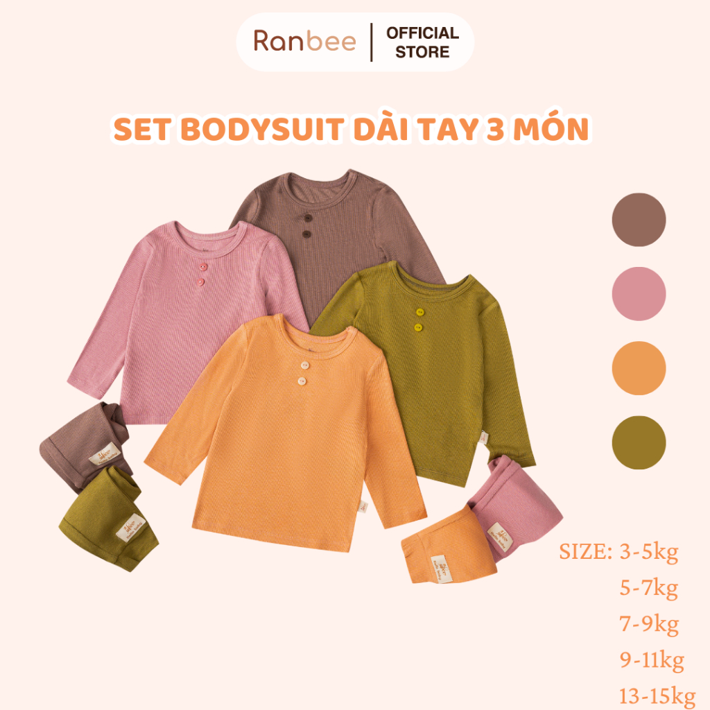 Bộ Quần Áo Dài Tay Cho Bé RANBEE Chất Liệu Tăm Modal 100% Co Giãn Tốt Size 5-15kg