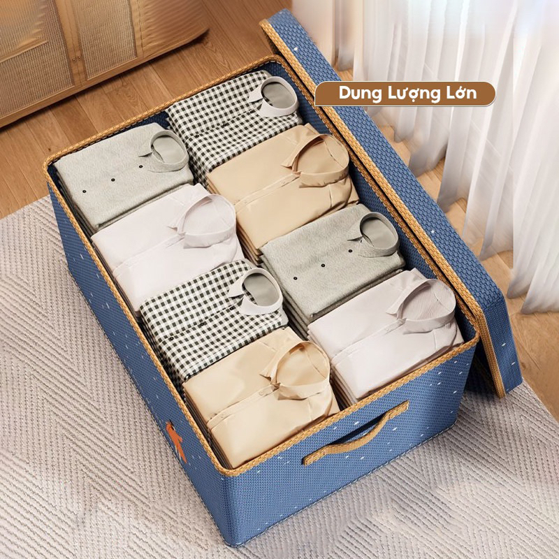 Hộp Vải Đựng Quần Áo Họa Tiết Cute Thùng, Hộp Lưu Trữ Đồ Đa Năng Chất Liệu Vải Không Dệt Bền Bỉ Có Nắp Đậy