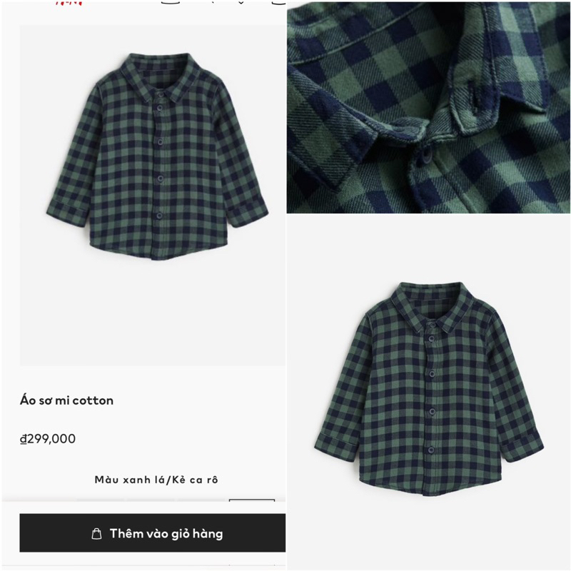 Áo sơ mi HM auth săn sale cho bé trai 8-18kg - Mẫu mới