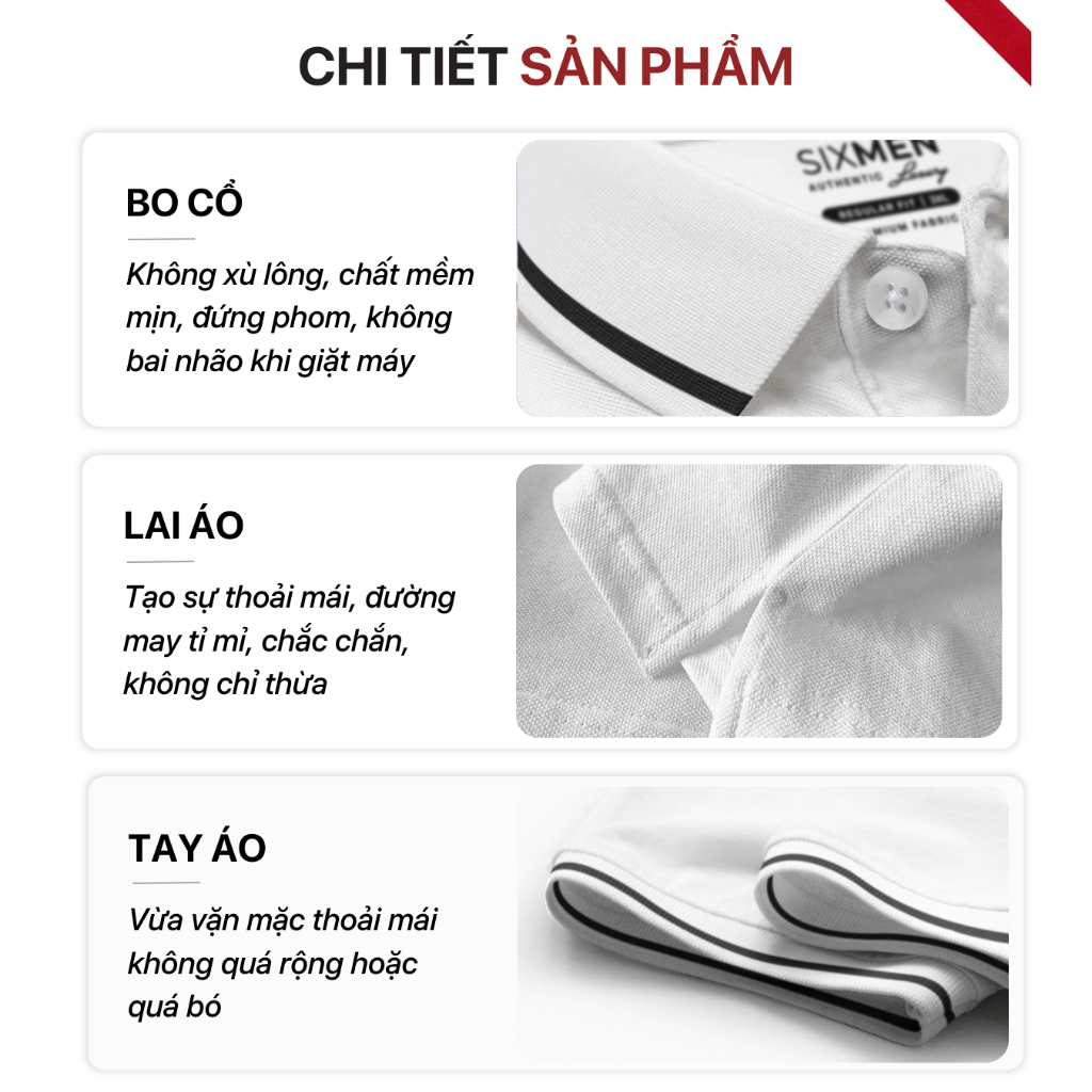 Áo Polo nam trơn Basic viền cổ bẻ  SIXMEN BASIC vải cá sấu cotton CVC trẻ trung, thanh lịch, sang trọn