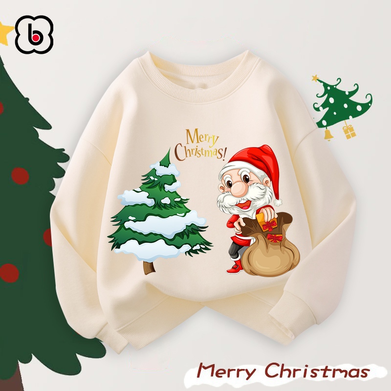 Áo nỉ cho bé Noel 2023 áo sweater giáng sinh Merry Christmas cho bé trai bé gái in hình độc đáo