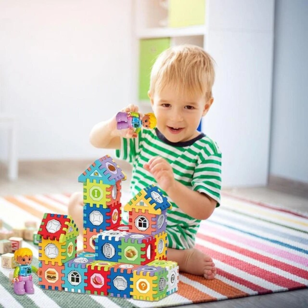 Bộ Lắp Ghép Mô Hình Kiến Trúc 133 Chi Tiết , Có Hộp Nhựa Kéo Xe