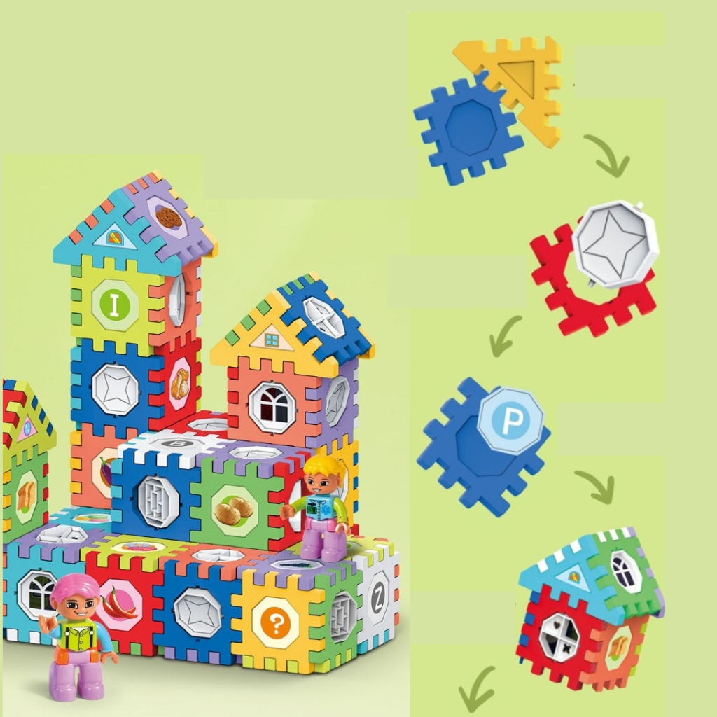 Bộ Lắp Ghép Mô Hình Kiến Trúc 133 Chi Tiết , Có Hộp Nhựa Kéo Xe