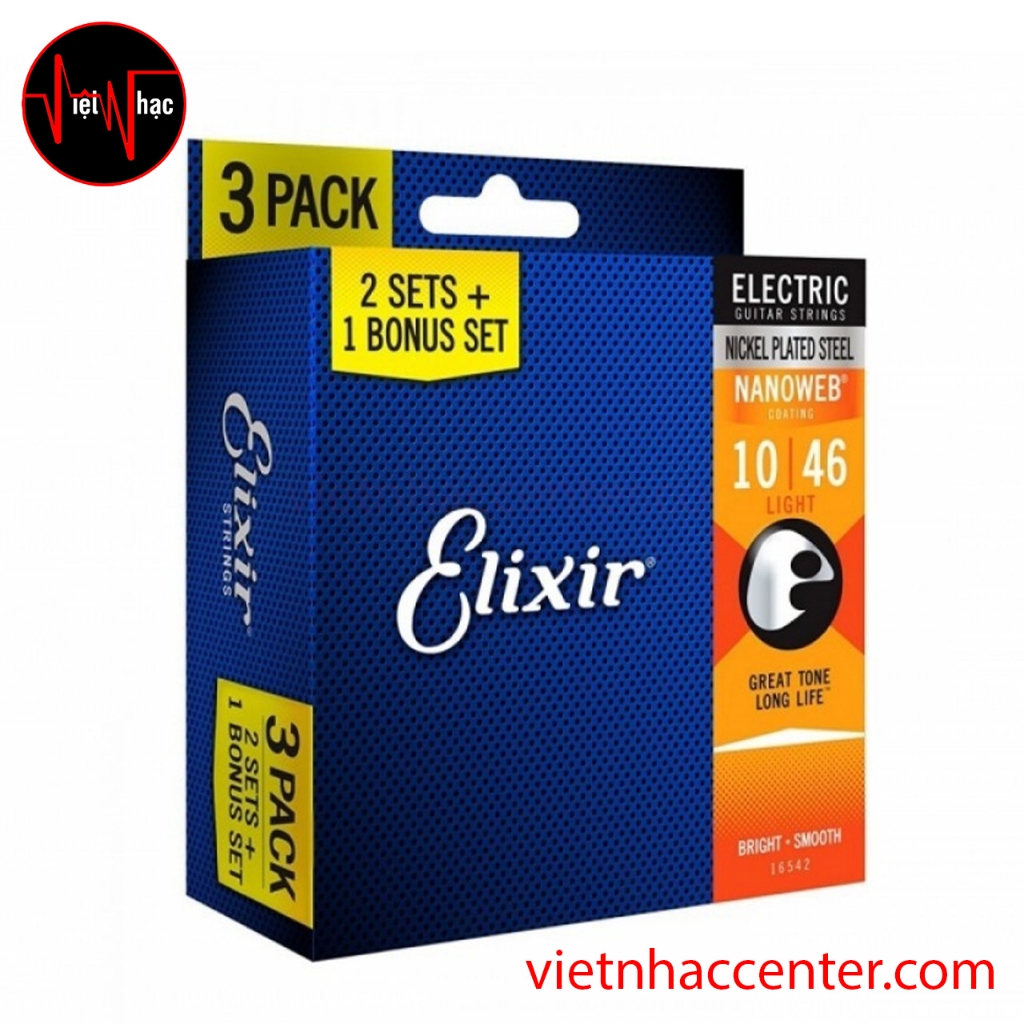 Combo 3 Bộ Dây Đàn Guitar Điện Elixir 16542