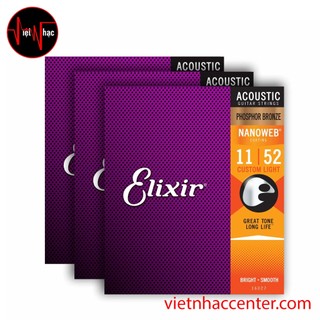 Combo 3 Bộ Dây Đàn Guitar Acoustic Elixir 16544 Nanoweb Phosphor Bronze 11-52