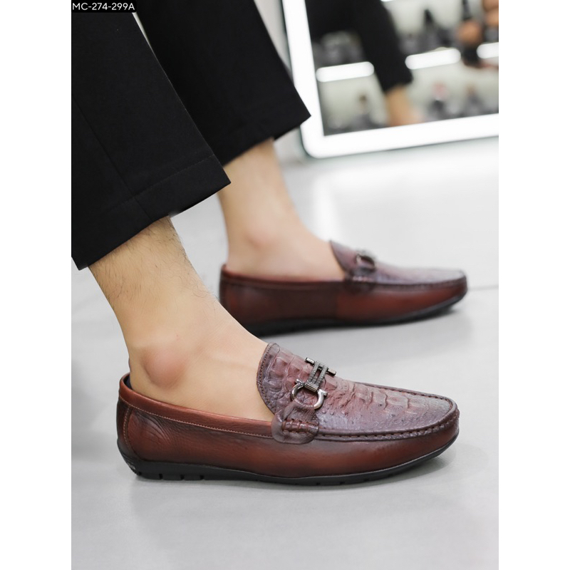 Giày Da Bò Nam - Dập vân cá sấu và Khâu Gầm Đế 💥  MC274