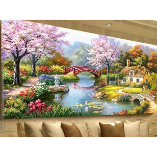 tranh thêu chữ thập Tổ ấm Hạnh Phúc THÊU KÍN - chưa thêu