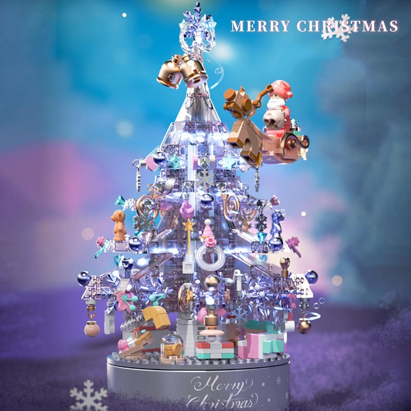 Đồ Chơi Lắp Ráp Xếp Hình Noel Hộp Nhạc Cây Thông Và Ông Già Tuyết No.9188 Với 500+ PCS, Quà Tặng Giáng Sinh Cho Bé