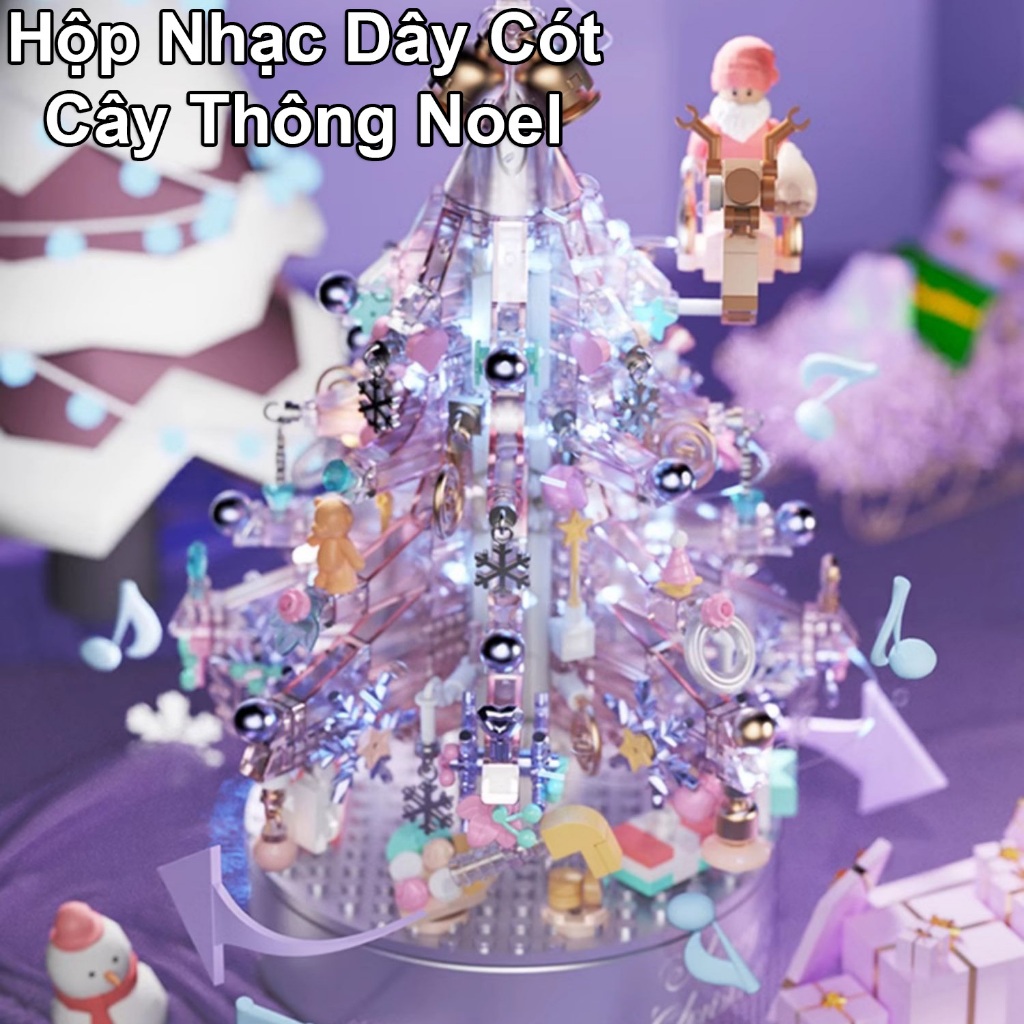 Đồ Chơi Lắp Ráp Xếp Hình Noel Hộp Nhạc Cây Thông Và Ông Già Tuyết No.9188 Với 500+ PCS, Quà Tặng Giáng Sinh Cho Bé