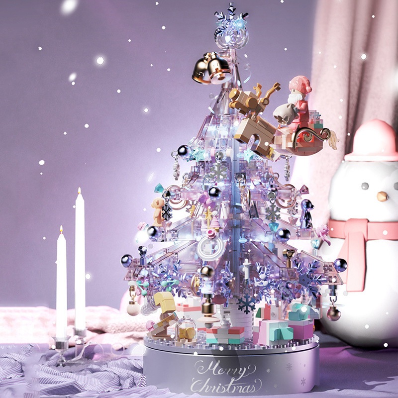 Đồ Chơi Lắp Ráp Xếp Hình Noel Hộp Nhạc Cây Thông Và Ông Già Tuyết No.9188 Với 500+ PCS, Quà Tặng Giáng Sinh Cho Bé