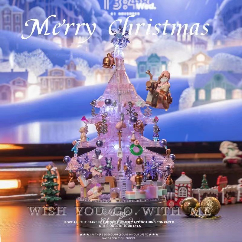 Đồ Chơi Lắp Ráp Xếp Hình Noel Hộp Nhạc Cây Thông Và Ông Già Tuyết No.9188 Với 500+ PCS, Quà Tặng Giáng Sinh Cho Bé