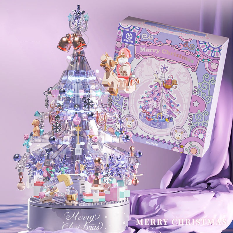 Đồ Chơi Lắp Ráp Xếp Hình Noel Hộp Nhạc Cây Thông Và Ông Già Tuyết No.9188 Với 500+ PCS, Quà Tặng Giáng Sinh Cho Bé