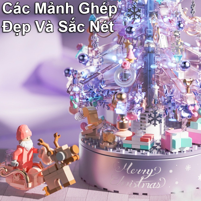 Đồ Chơi Lắp Ráp Xếp Hình Noel Hộp Nhạc Cây Thông Và Ông Già Tuyết No.9188 Với 500+ PCS, Quà Tặng Giáng Sinh Cho Bé