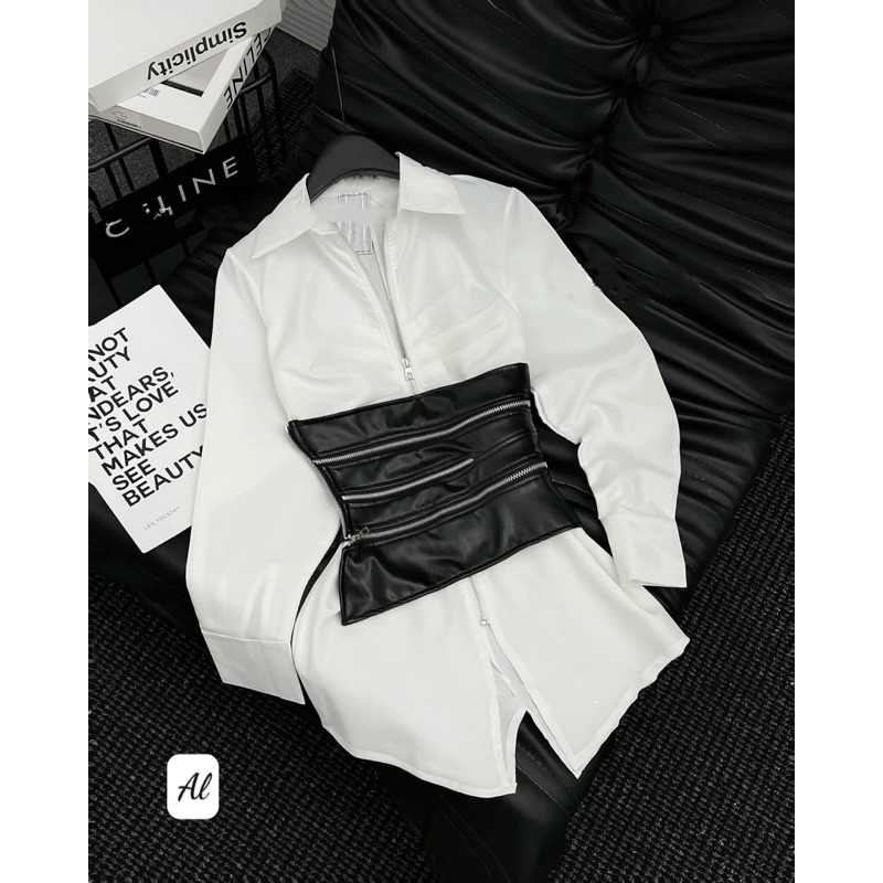 Set áo sơ mi kèm quây da siêu chất