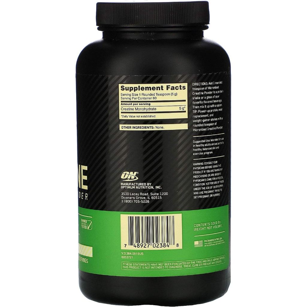 Tăng sức mạnh cơ bắp Optimum Nutrition Micronized Creatine Powder Unflavored 300g (60 servings)