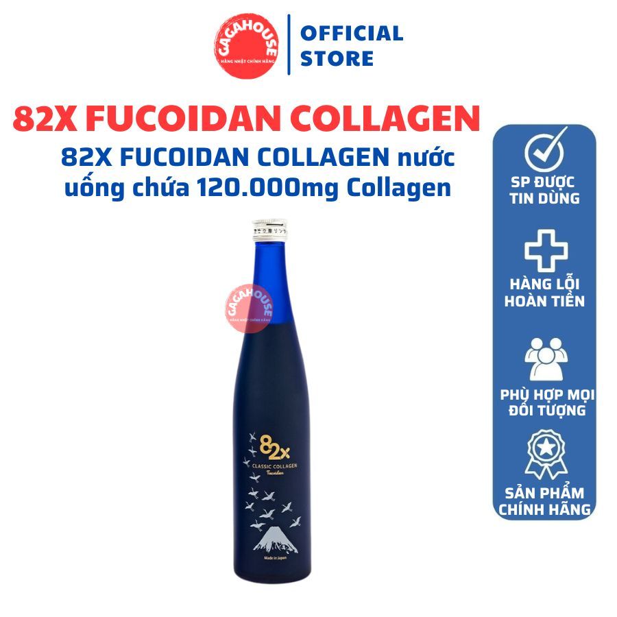 82X Fucoidan Collagen nước uống làm đẹp da chứa 120.000mg Collagen và Fucoidan Từ Tảo Nâu Mozuki ( 500ml/chai)