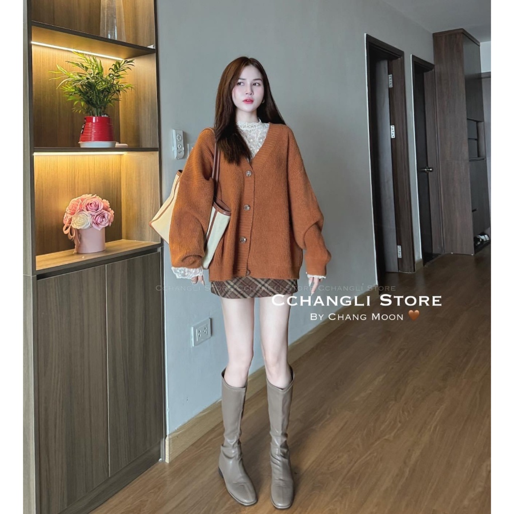 Chân Váy Ngắn Dạ Kẻ Caro Chữ A Xinh Xắn Cao Cấp