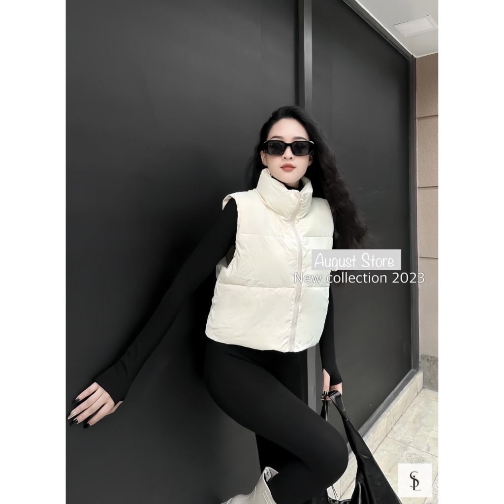 Áo Khoác Phao Gile Sát Nách Kéo Khóa Trơn Basic Freesize