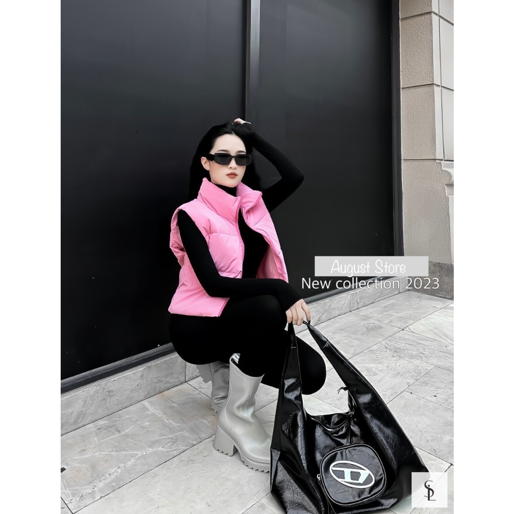 Áo Khoác Phao Gile Sát Nách Kéo Khóa Trơn Basic Freesize