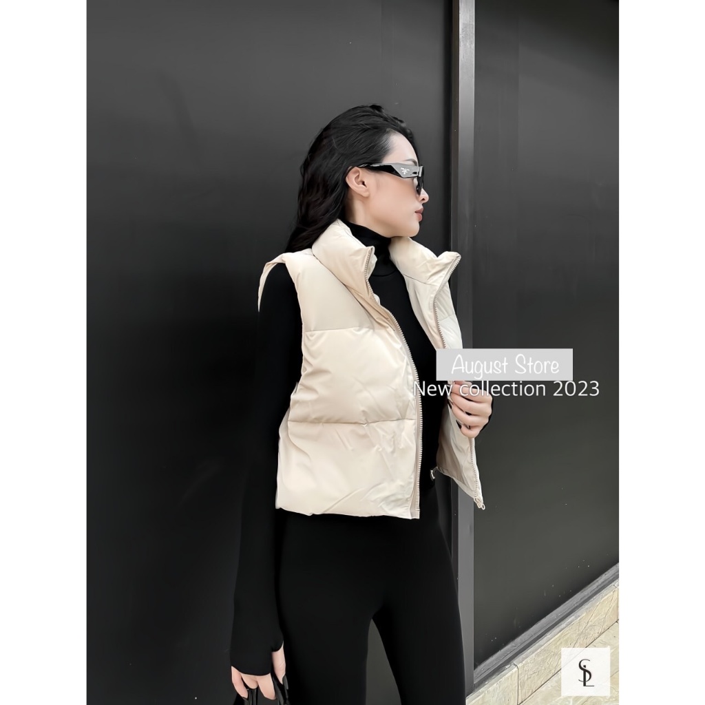 Áo Khoác Phao Gile Sát Nách Kéo Khóa Trơn Basic Freesize