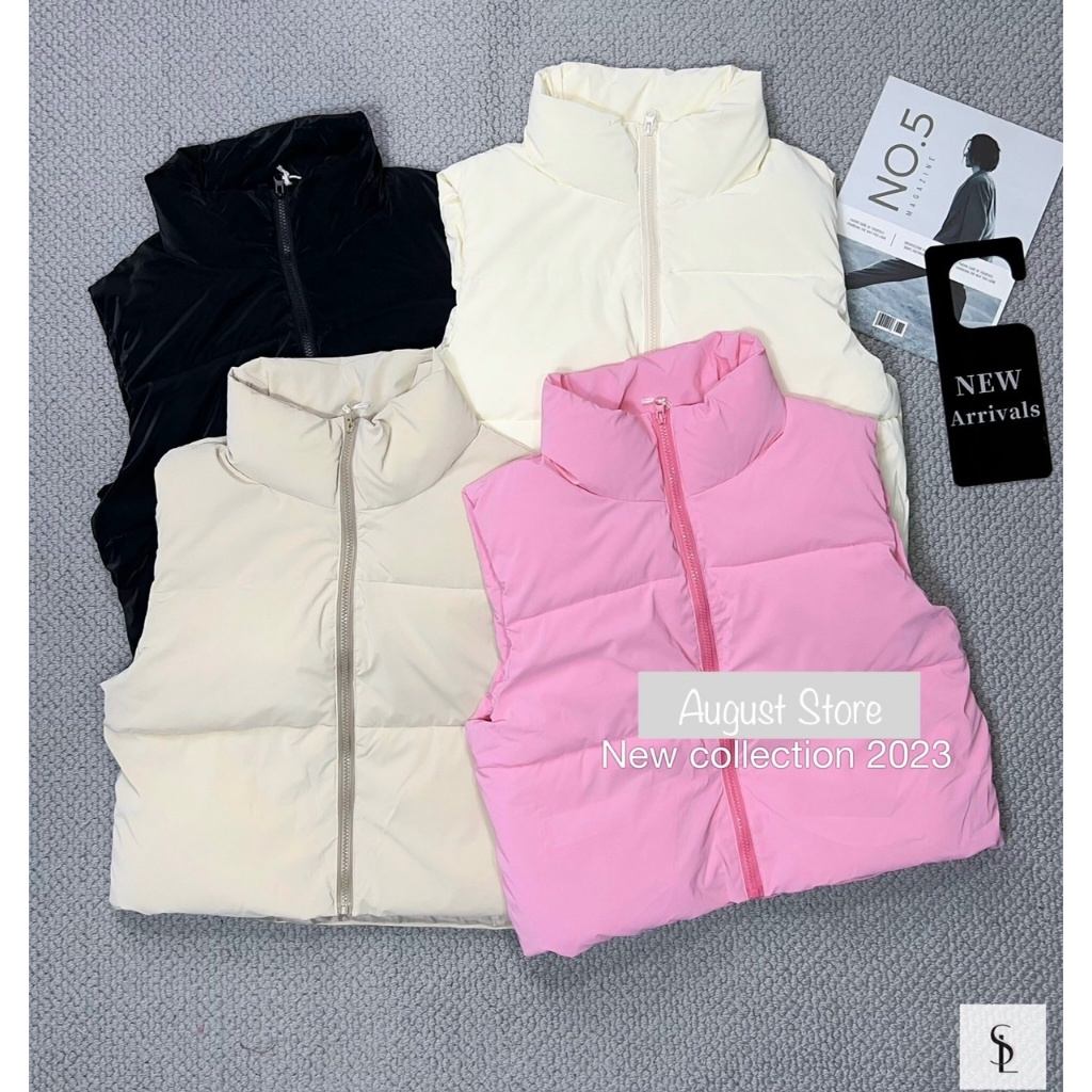 Áo Khoác Phao Gile Sát Nách Kéo Khóa Trơn Basic Freesize