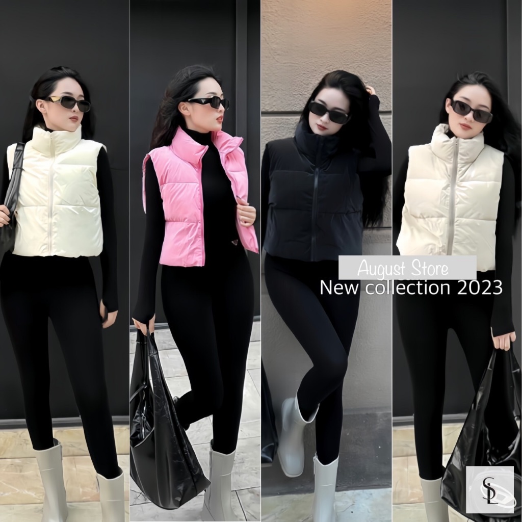 Áo Khoác Phao Gile Sát Nách Kéo Khóa Trơn Basic Freesize