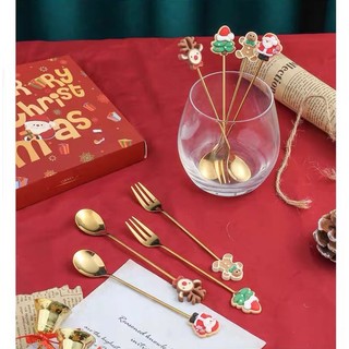 Muỗng giáng sinh Cookie, muỗng cà phê, thìa cà phê, thìa nhỏ, muỗng nhỏ, quà giáng sinh, quà noel, bộ muỗn inox
