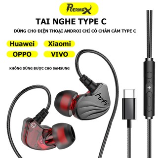 Tai nghe Poermax T2000 chân cắm type C âm thanh hifi siêu bass